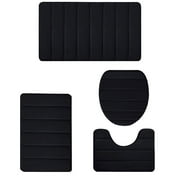 Inerposs 4-Piece Memory Foam Bath Mat Set - Soft, Absorbent, Non-Slip, Thick, Machine Washable, Quick-Drying